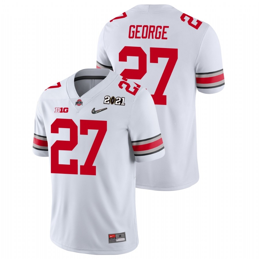 Ohio State Buckeyes Men's NCAA Eddie George #27 White Champions 2021 National College Football Jersey LET2649GQ